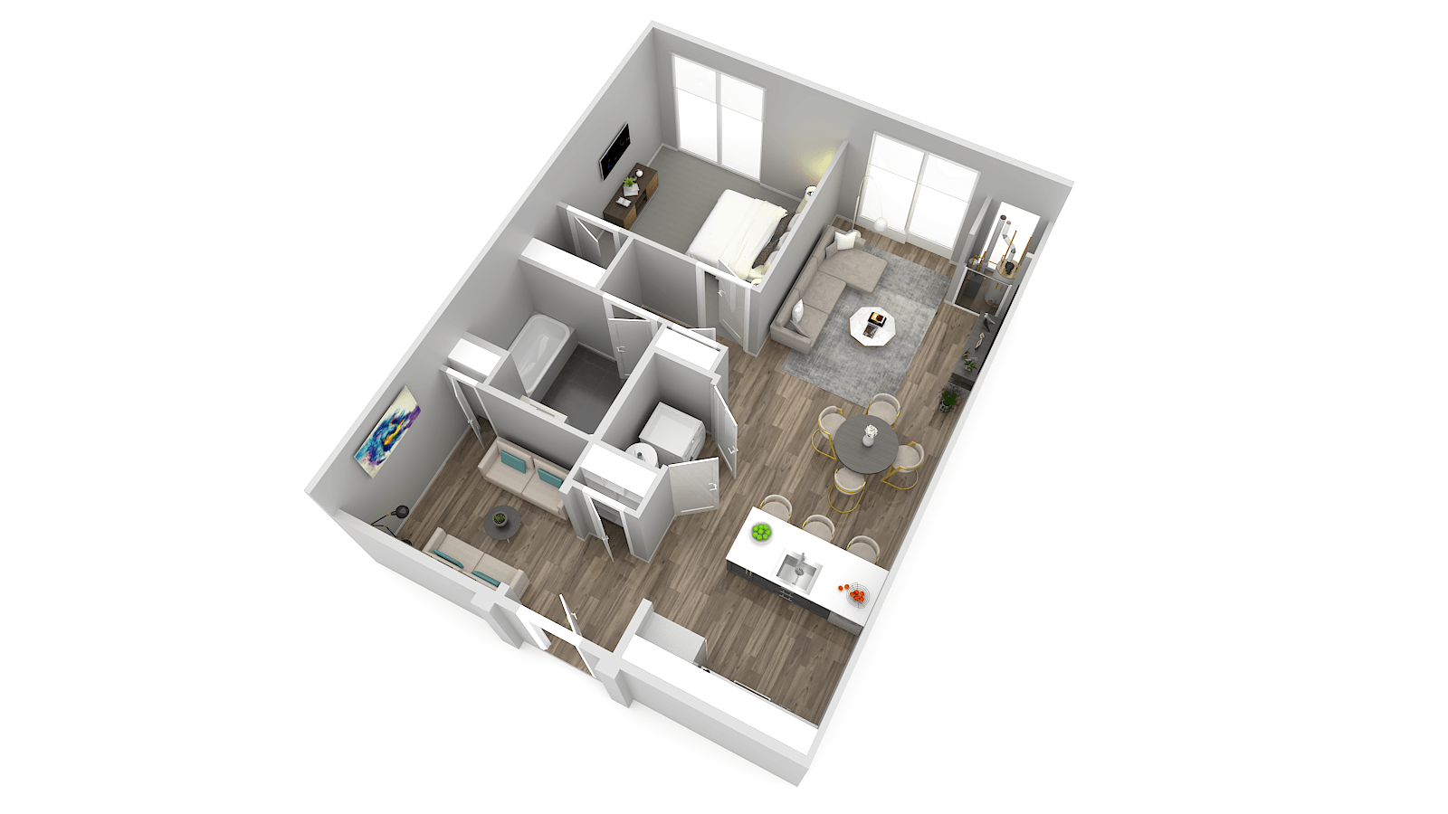QIN floorplans 1 bed 1 bath den